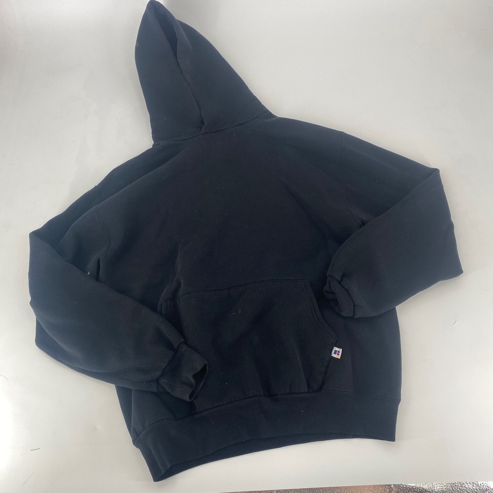 Vintage Russell Athletic Hoodie Mens Large Black Pullover Made in USA Sweatshirt